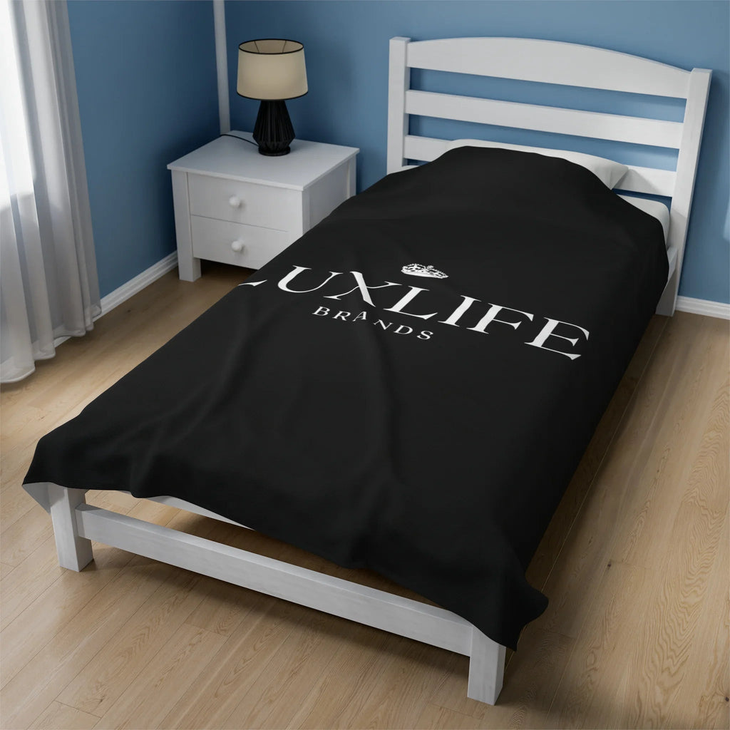 Luxlife Brands Black Velveteen Plush Blanket