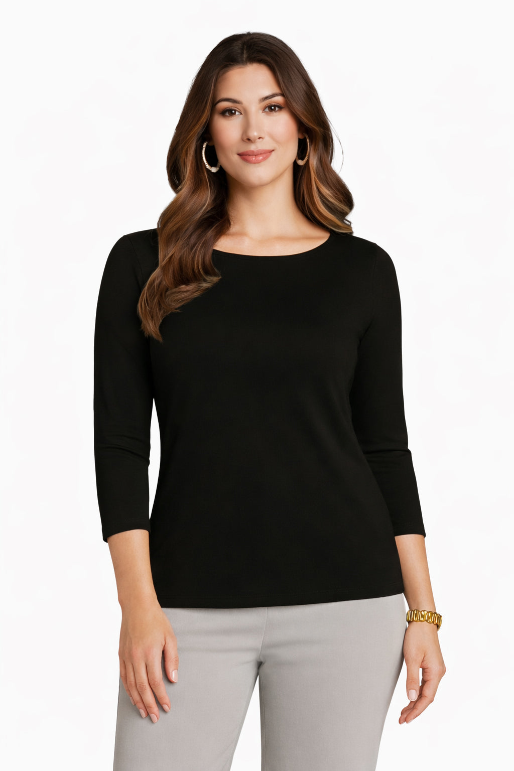 Sabrina Boatneck 3/4 Sleeve Top-Basics
