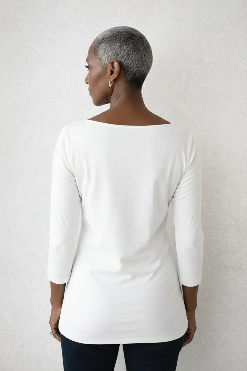 Sabrina Boatneck 3/4 Sleeve Top-Basics