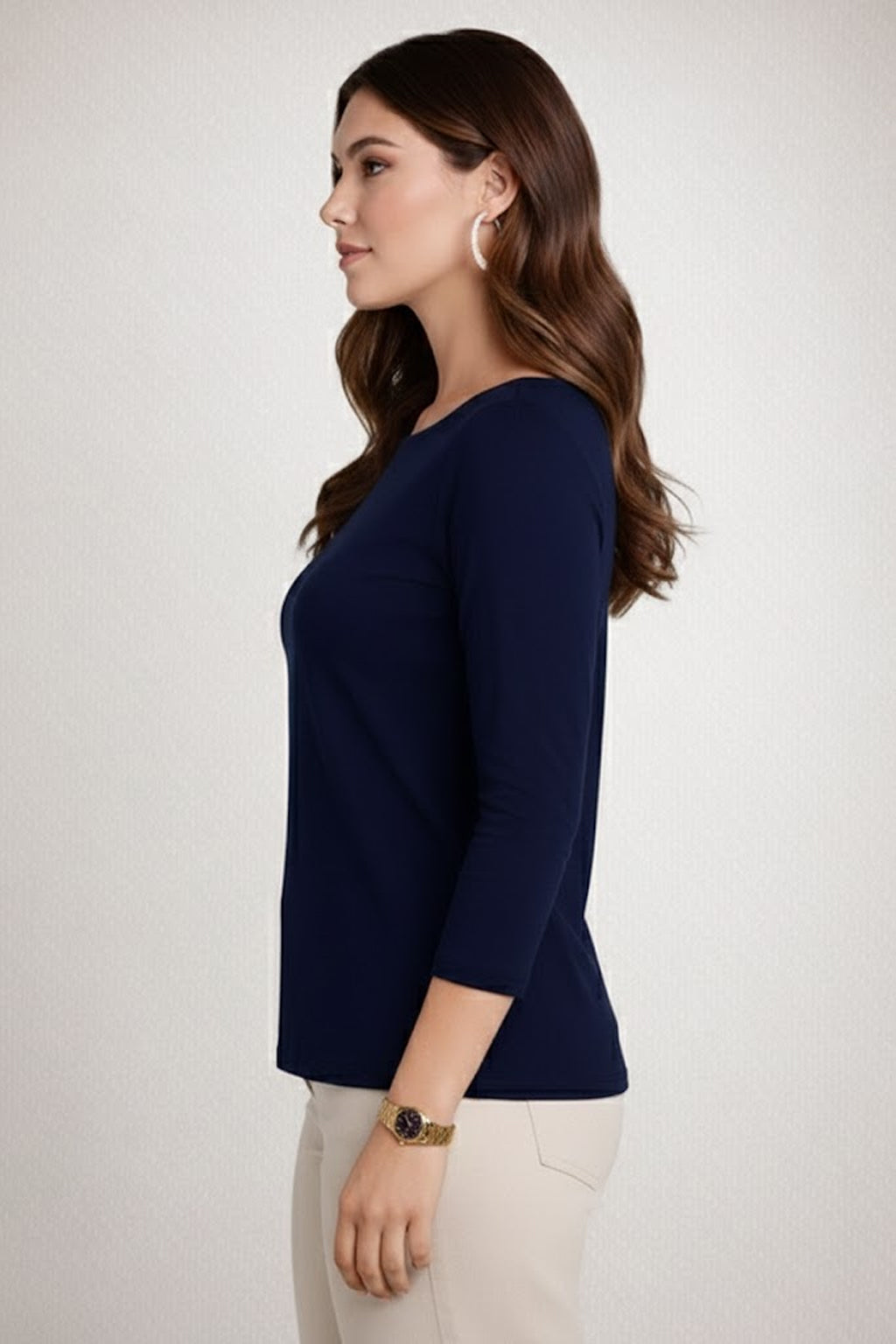 Sabrina Boatneck 3/4 Sleeve Top-Basics