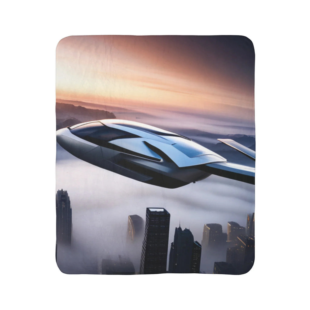 Futuristic Space Car Fleece Sherpa Blanket - Kids Edition
