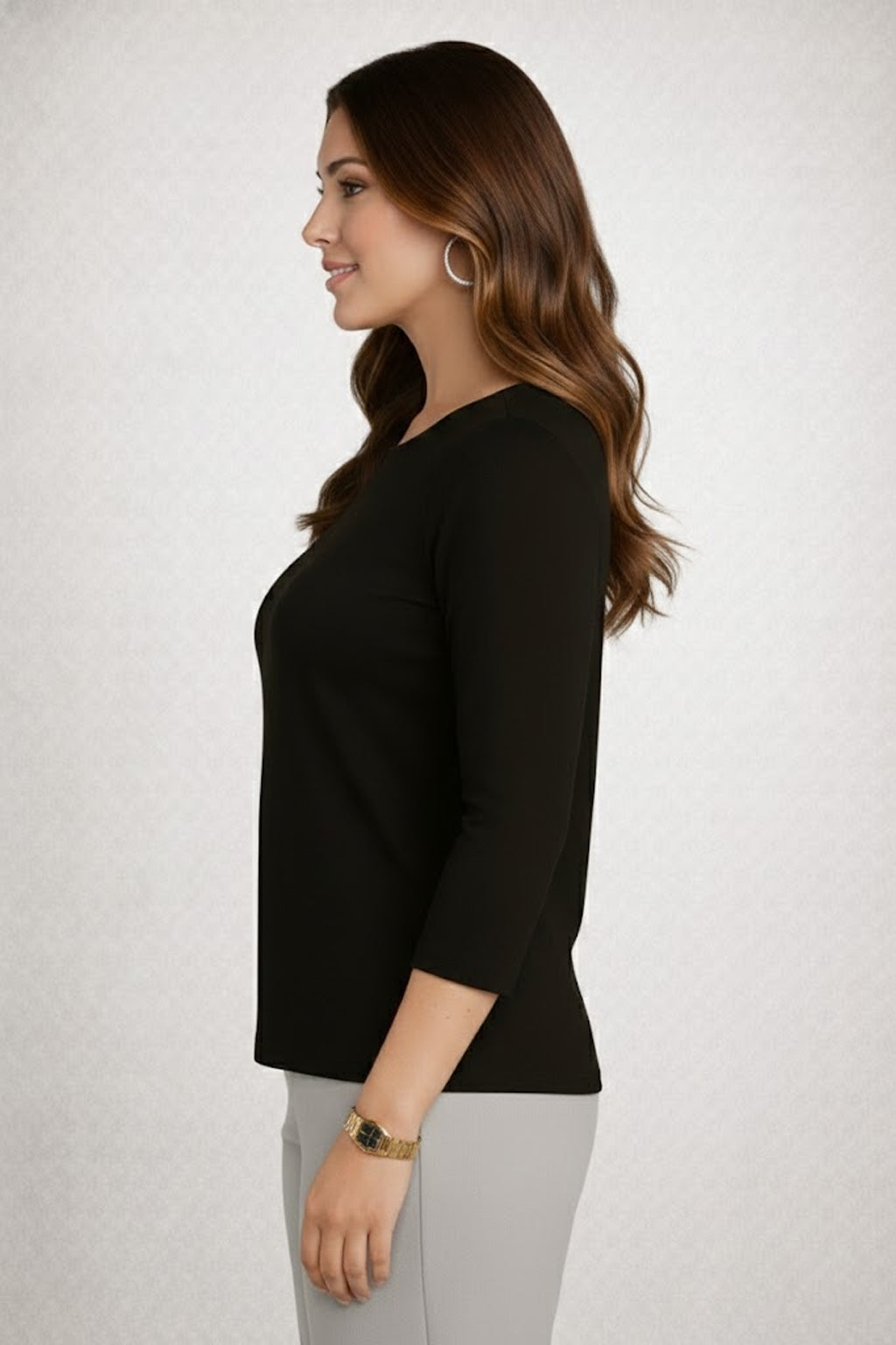 Sabrina Boatneck 3/4 Sleeve Top-Basics