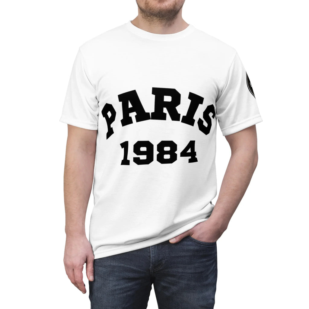 Paris 1984 Men's Black Stitching Tee