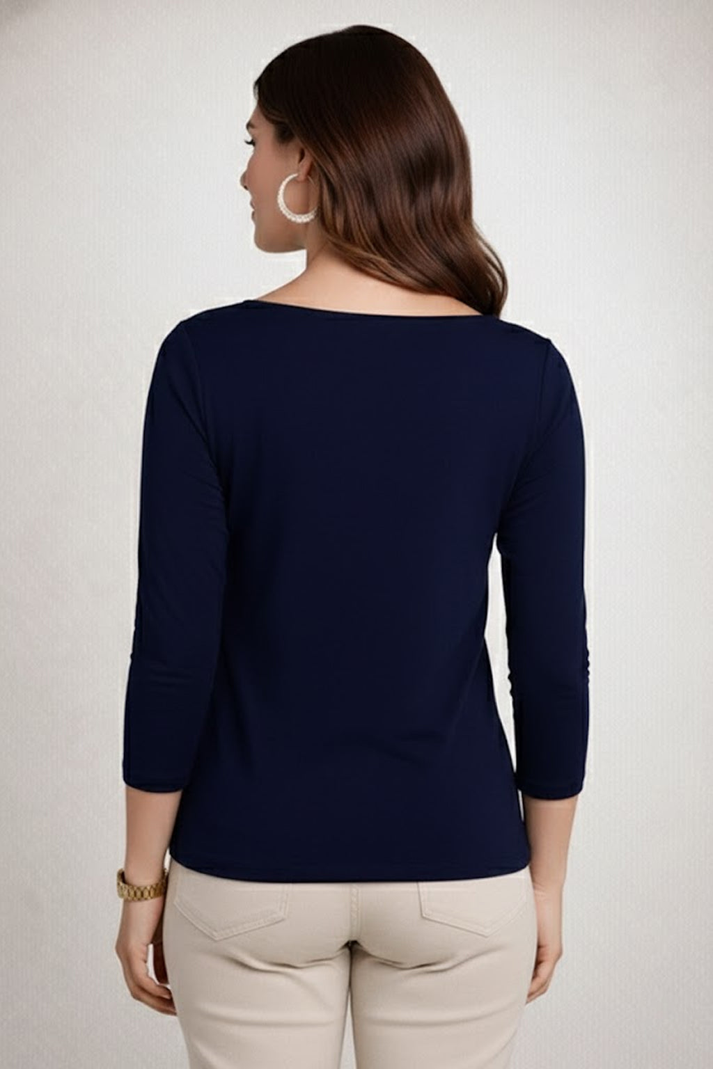 Sabrina Boatneck 3/4 Sleeve Top-Basics