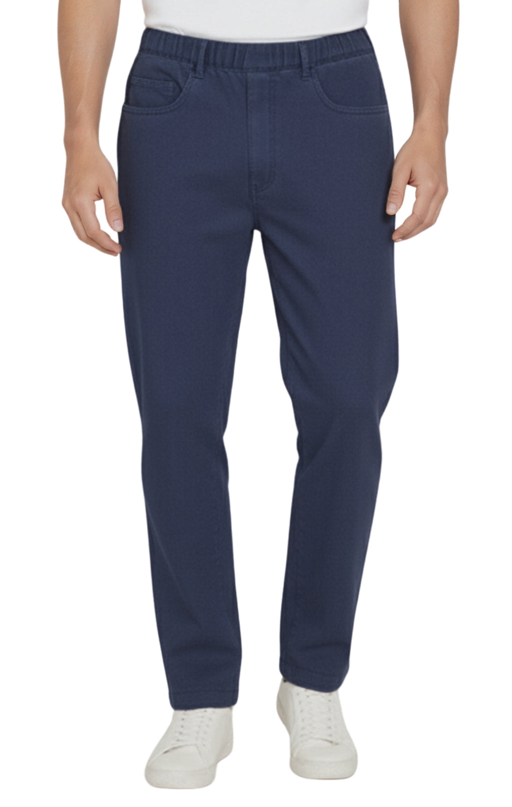 Men’s Lightweight Casual Elastic Waist Pull-On Jeans – Denim & Twill Pants with Easy Fit