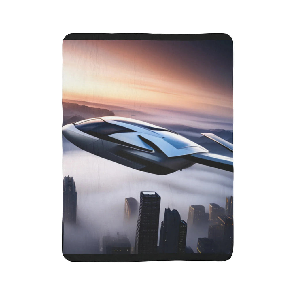 Futuristic Space Car Fleece Sherpa Blanket - Kids Edition