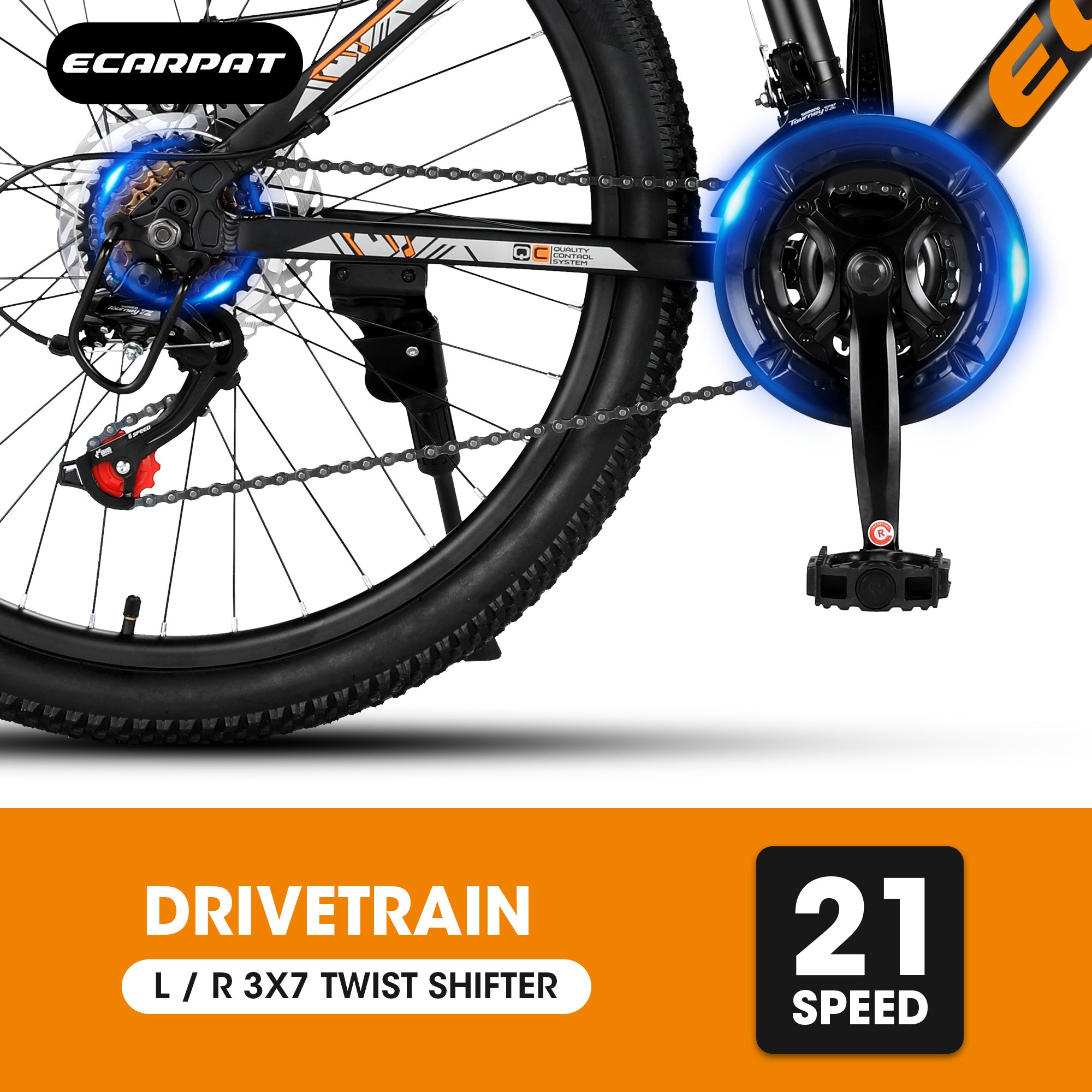 Carpat™ – 26" Mountain Bike (Black-Orange, Dual Disc, 21-Speed)