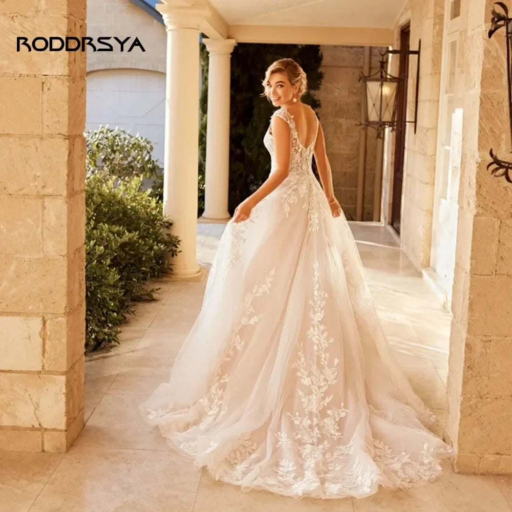 Wedding Dress Lace Applique Sweep Train - Custom Made