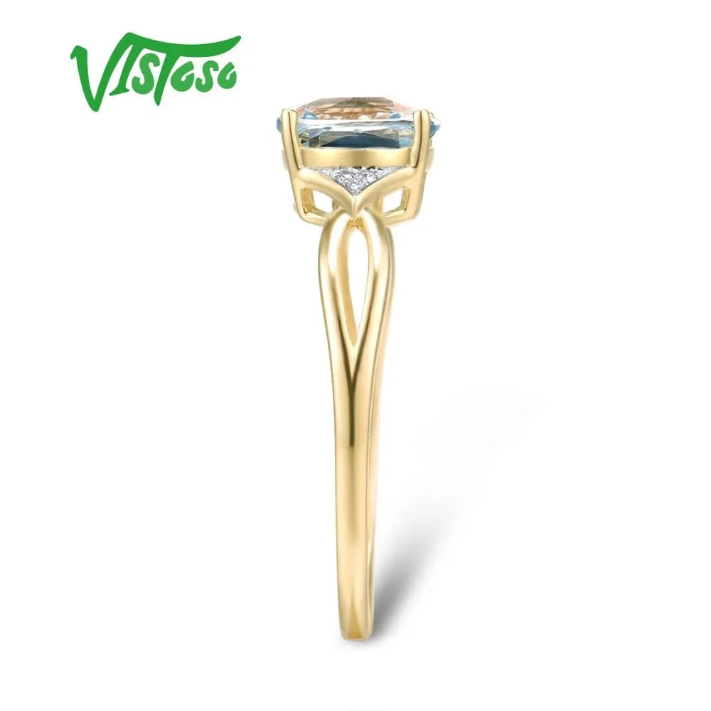 LUX 14K 585 Gold Blue Topaz Ring