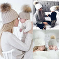 Winter Knit Mother & Child Beanie Pom Hat