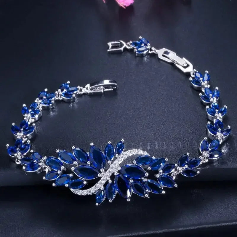 CWWZircons 6 Colors Choice Luxury Women Party Evening Jewelry Big Green Crystal Bridal Wedding Bracelet Bangle for Women CB194