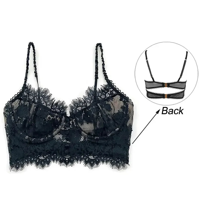 French Lace Flower Embroidery Bralette