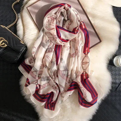 Luxury brand hijab summer women scarves soft long print silk scarves lady shawl and wrap 2022 pashmina bandana beach stoles