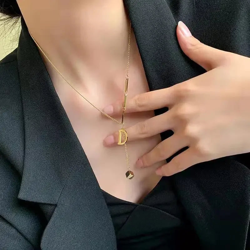 Elegant D Charm Necklace