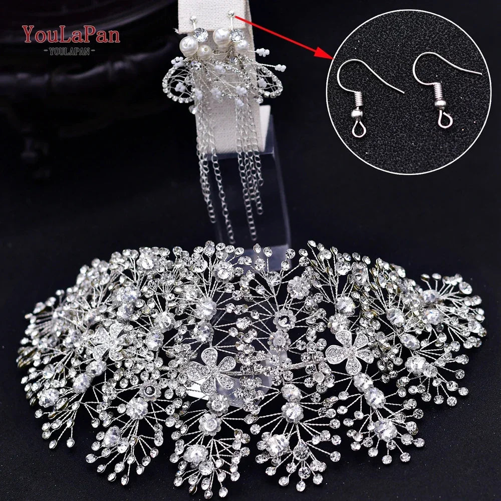 TOPQUEEN Wedding Headband Hair Jewelry Luxury Bride Headdress Hair Accessories Rhinestone Wedding Head Piece Woman Tiara HP240