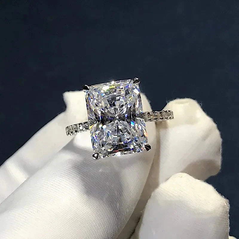 Luxury Radiant Cut 4ct Diamond cz 925 Sterling Silver Ring