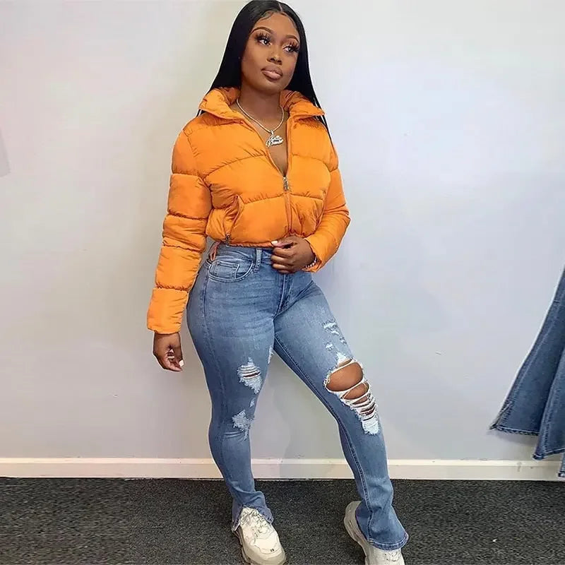 Essentials Down Filled Crop Puffer Jacket