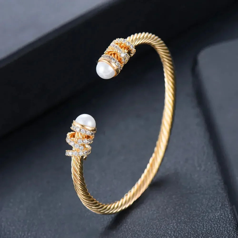 Missvikki Original design Stackable Bangle For Women Bridal Wedding Cubic Zircon OPen Bangle Dubai Bracelet Party Jewelry