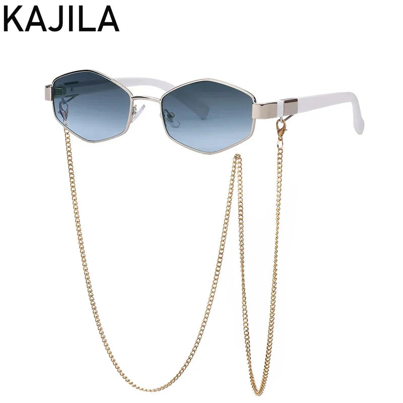 Hexagon Sunglasses With Chain