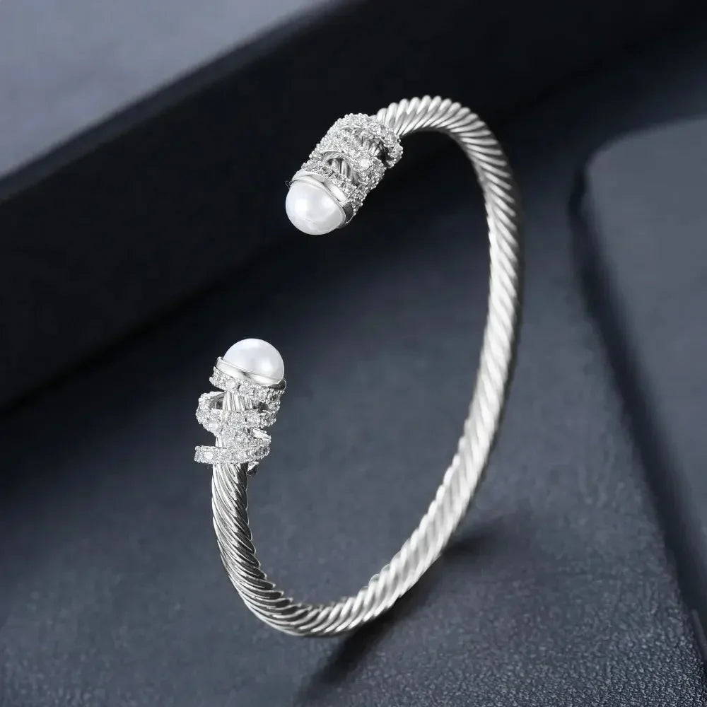 Missvikki Original design Stackable Bangle For Women Bridal Wedding Cubic Zircon OPen Bangle Dubai Bracelet Party Jewelry
