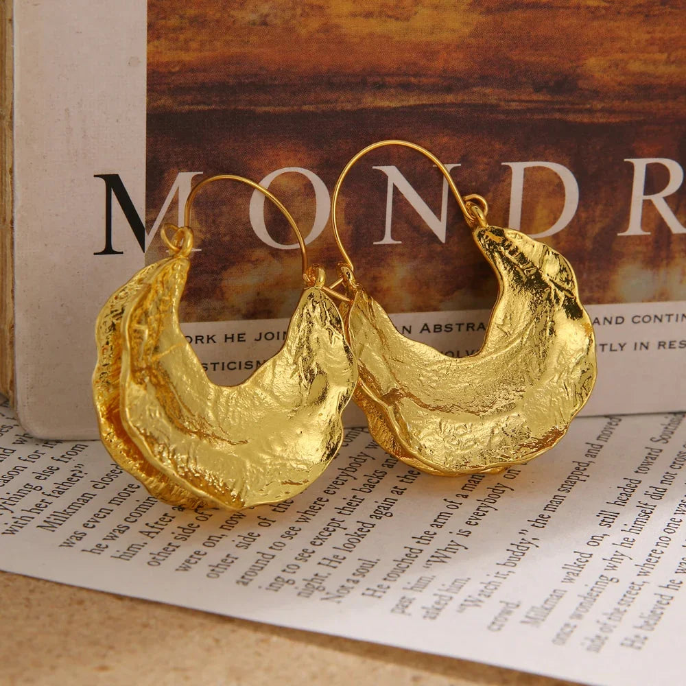 Vintage Metal Flower Statement Earrings