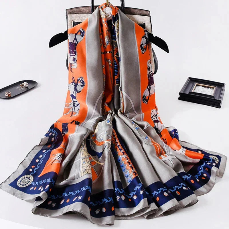 180*90cm Luxury Brand Women Summer Silk Scarves Shawl Lady Wrap Soft Female Europe Designer Beach Bandanna foulard muffler pareo