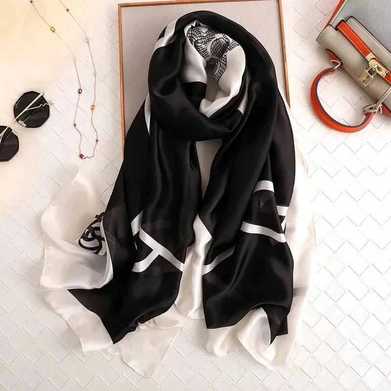 180*90cm Luxury Brand Women Summer Silk Scarves Shawl Lady Wrap Soft Female Europe Designer Beach Bandanna foulard muffler pareo