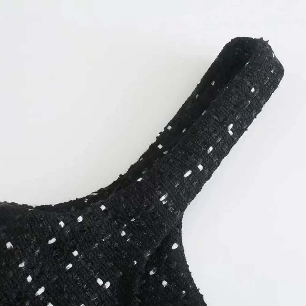 Vintage Tweed Black Mini Dress