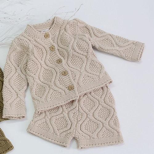 Toddler Baby Boys Girls Clothing Sets Fall Winter Cardigan Sweater+Shorts Infant Baby Girls Boys Knit Suit Korean Style