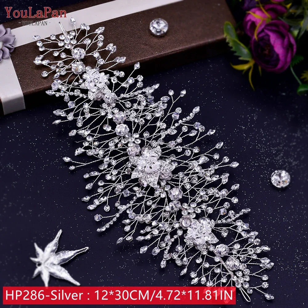 TOPQUEEN Wedding Headband Hair Jewelry Luxury Bride Headdress Hair Accessories Rhinestone Wedding Head Piece Woman Tiara HP240
