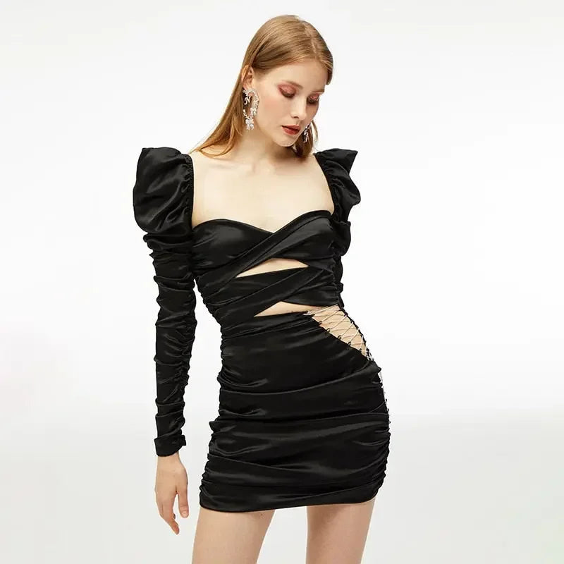 Long Sleeve Lace Up Bodycon Club Party Dresses