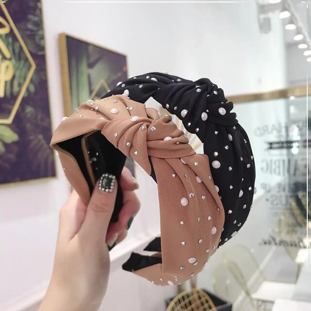 Handmade Pearl & Rhinestone Knot Headband