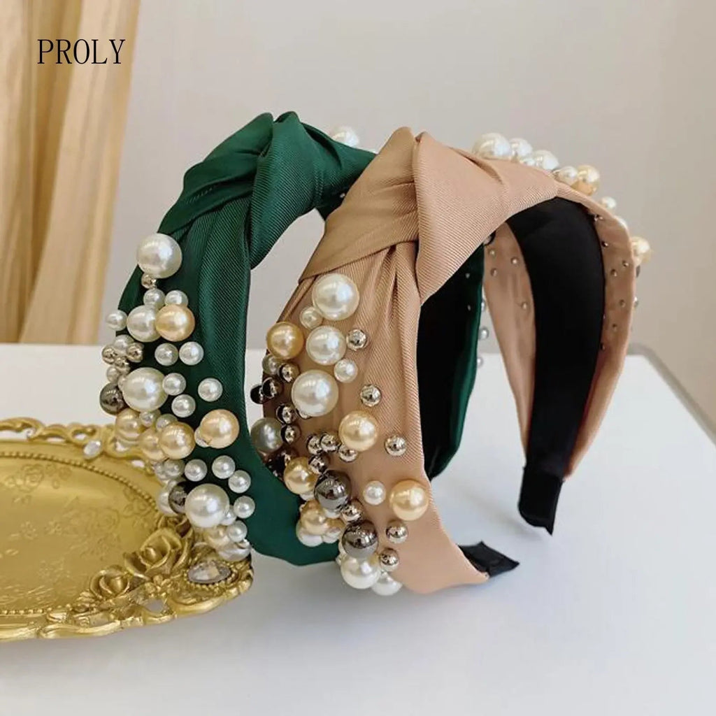 Mixed Pearl Baroque Center Knot Hairband