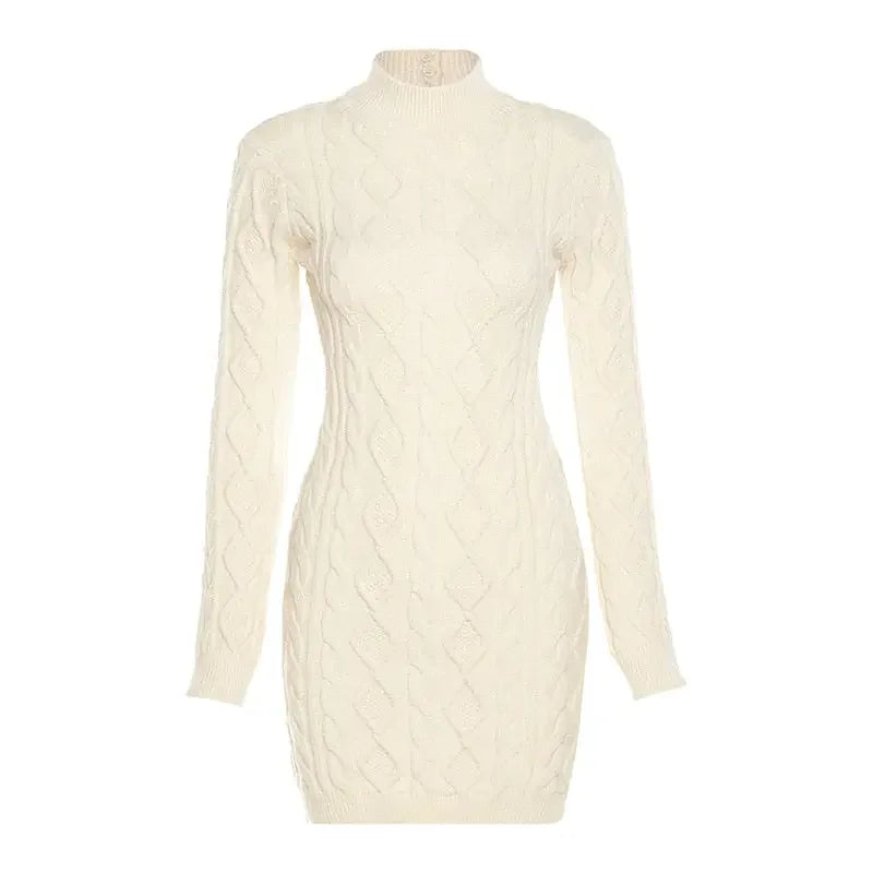 Delilah Open Back Long Sleeve Knit Mini Dress