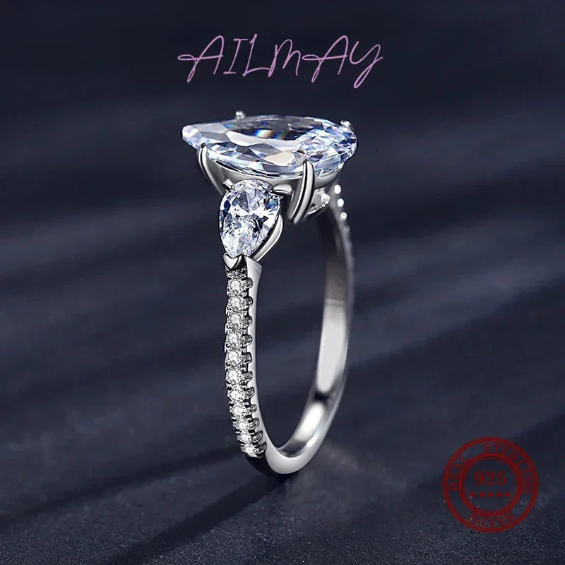 5ct Pear Shaped Zirconia CZ Engagement Ring 925 SS