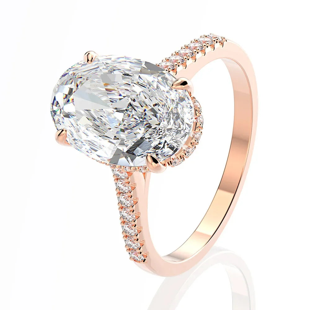 Queen 925 Sterling Silver Oval Cut 3ct Diamond Ring