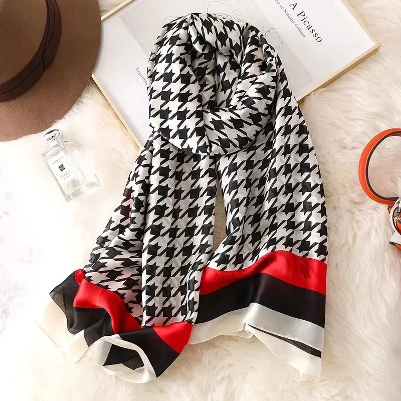 180*90cm Luxury Brand Women Summer Silk Scarves Shawl Lady Wrap Soft Female Europe Designer Beach Bandanna foulard muffler pareo