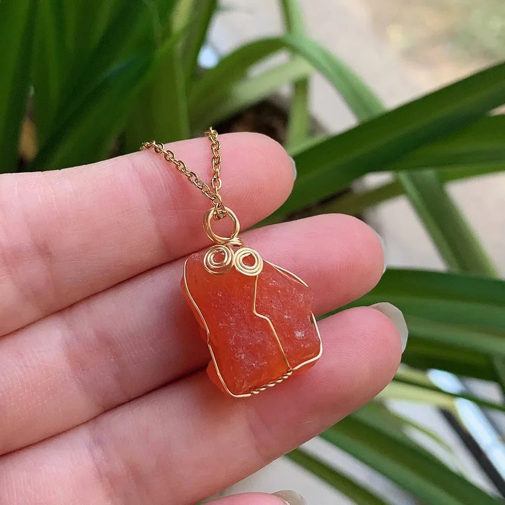 Carnelian Crystal Necklace Women