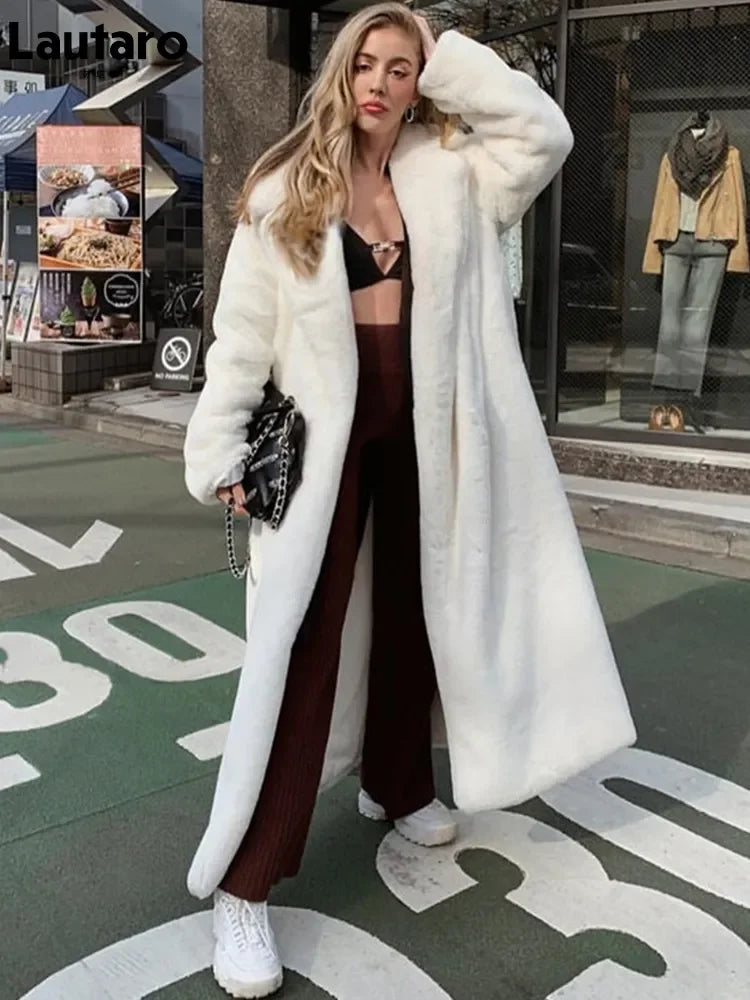 Fluffy Winter Oversized Faux Fur Coat with Hood
