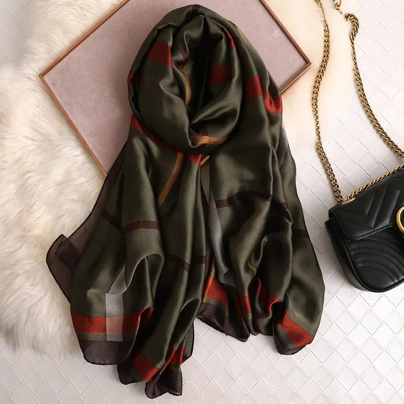 Luxury brand hijab summer women scarves soft long print silk scarves lady shawl and wrap 2022 pashmina bandana beach stoles
