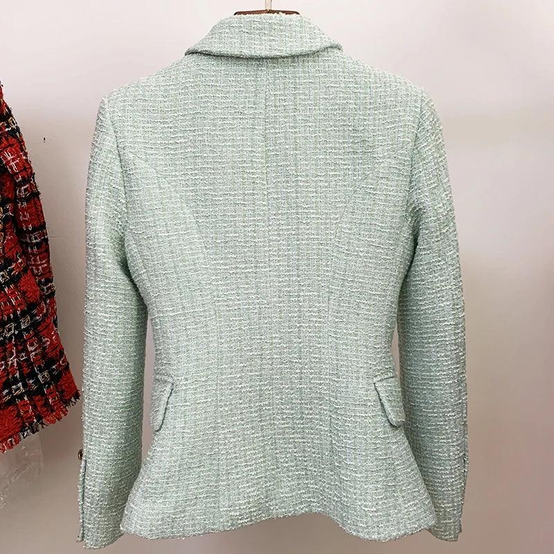 Lux Designer Tweed Blazer In Mint Green