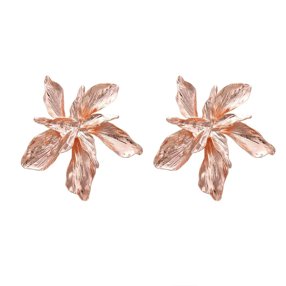 Vintage Metal Flower Statement Earrings