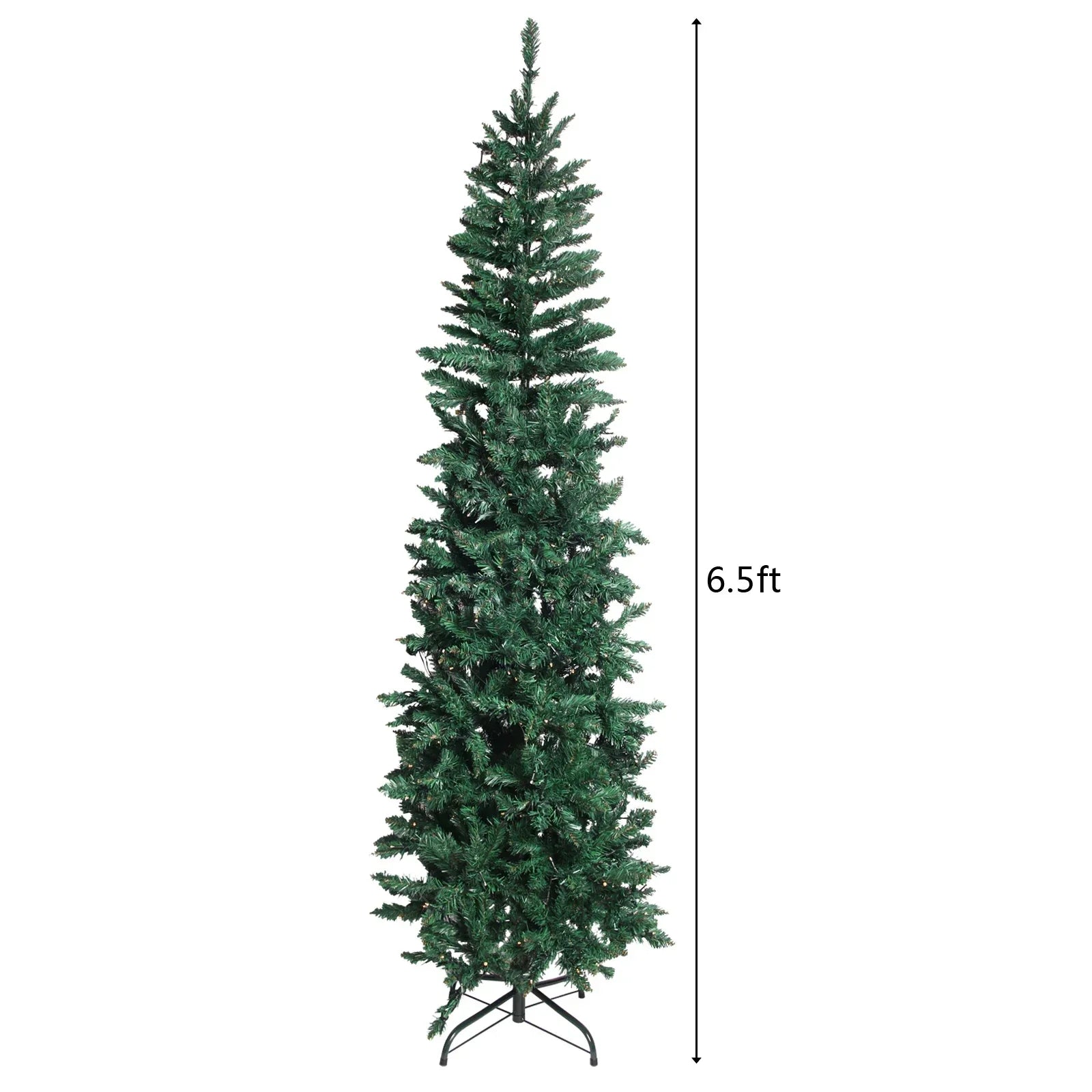 FCH 6.5/7.5FT Flocking Tied Light Christmas Tree With Optical Fiber Green/White[US-Stock]