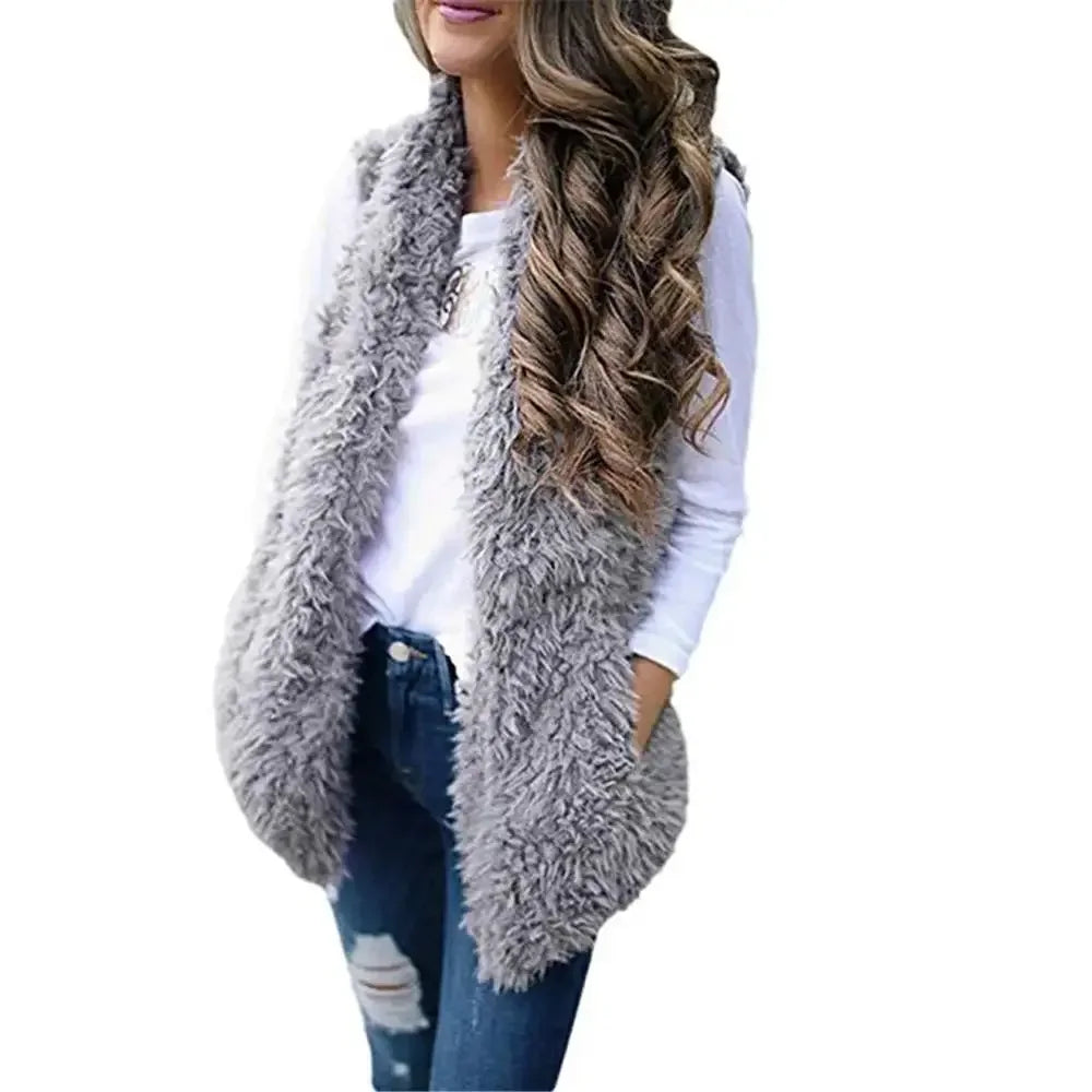 Winter Warm Faux Fur For Women Fashion Slim Fur Vest Female Light Long Coat Abrigo Mujer Furry Vest Fake Fur Comfort Bontjas