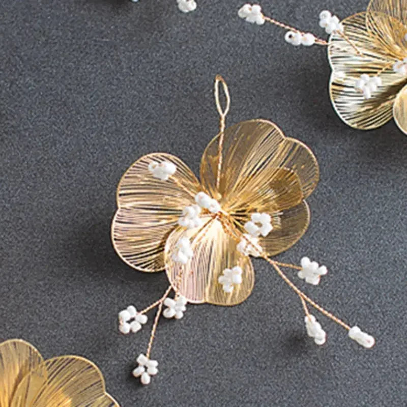 Flower Hairband Bridal Hair Jewelry Pearl Crystal Headband Elegant Birthday Party Tiara Crown Wedding Hair Accessories For Women