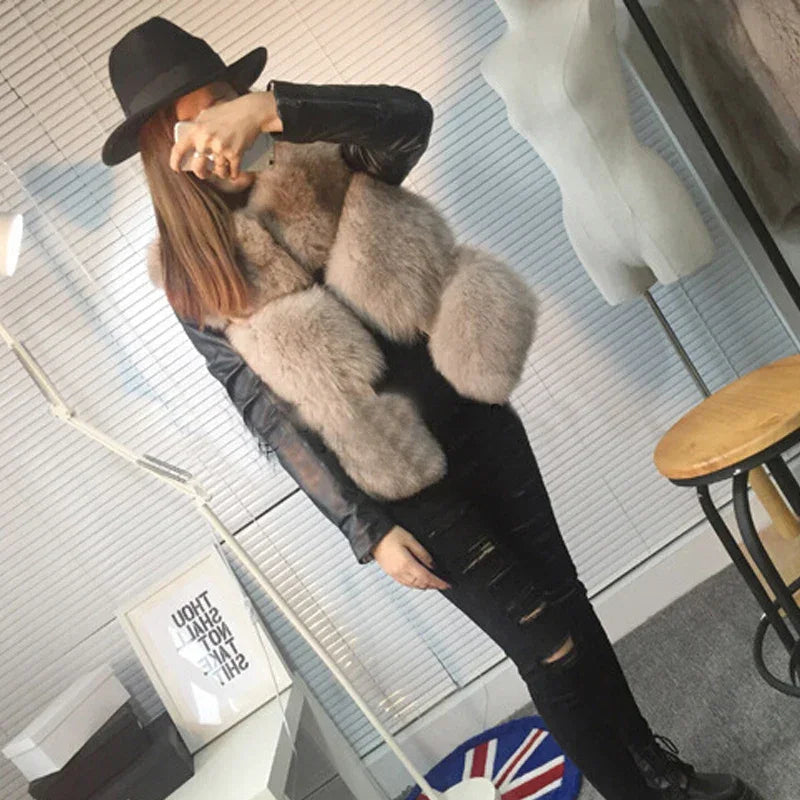 Naiveroo Fashion Autumn Winter Coat Thick Warm Women Faux Fox Fur Vest High-Grade Jacket Colete Feminino Plus Size 3XL