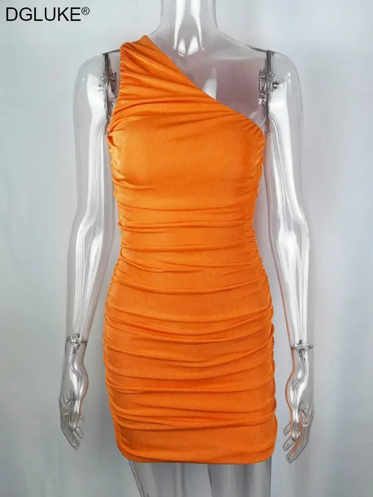 Saturday One Shoulder Ruched Bodycon Mini Dress