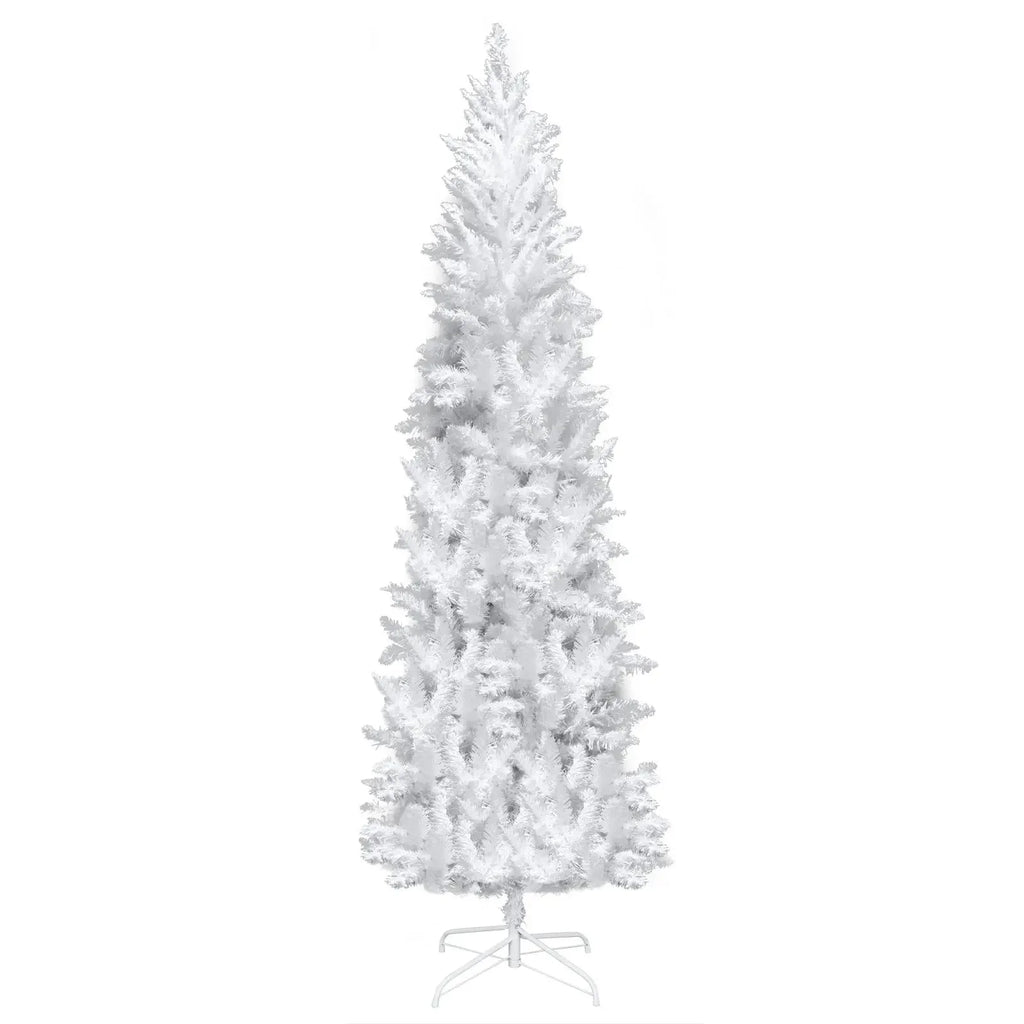 FCH 6.5/7.5FT Flocking Tied Light Christmas Tree With Optical Fiber Green/White[US-Stock]