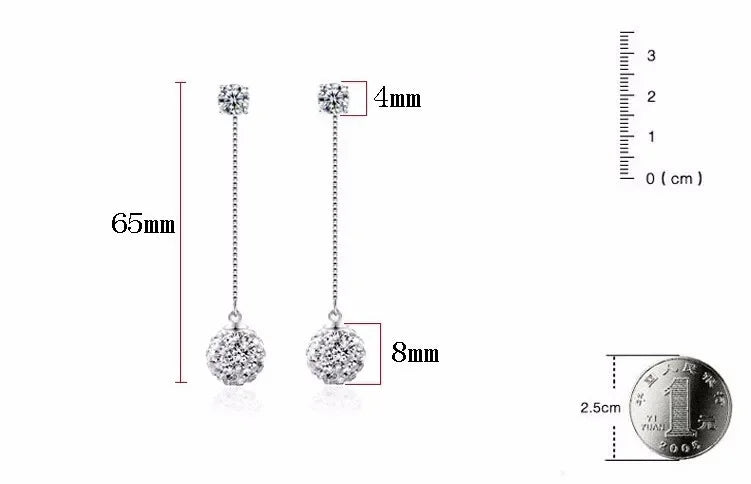 925 Sterling Silver Long Drop Earrings
