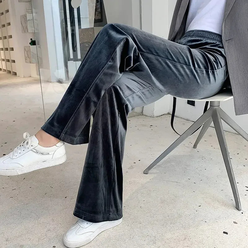 Straight Wide Leg Velvet Casual Loose Pants